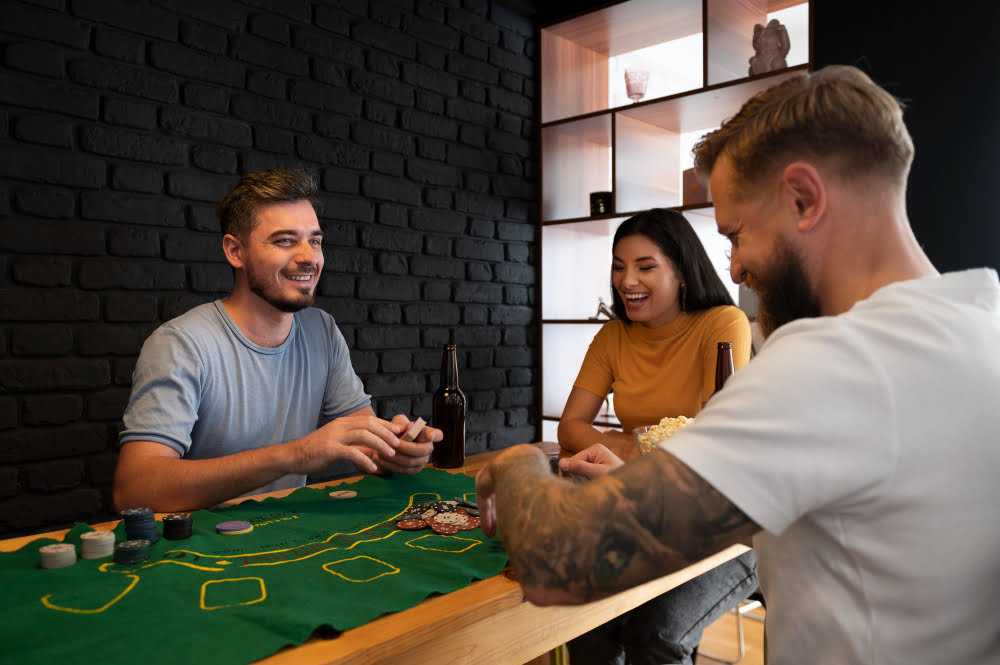 friends having poker night